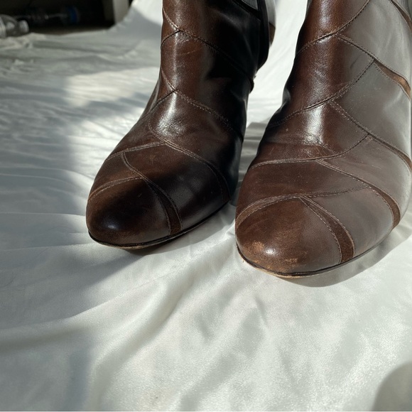 Cole Hann Nike Air Brown Leather & Suede Bootie Heels - Picture 2 of 10